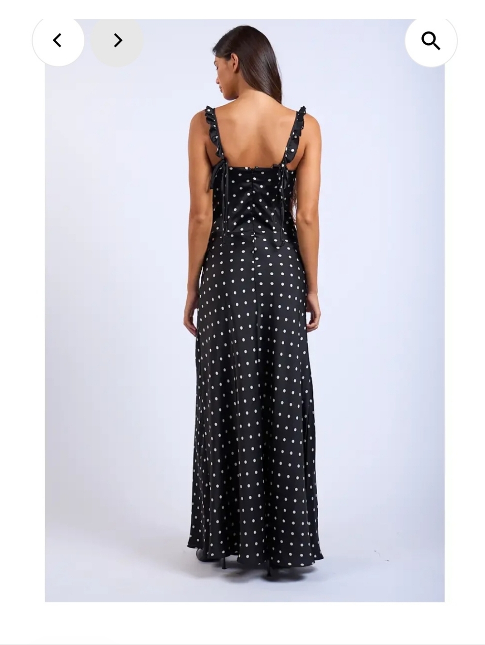 Polka Dot Corset Fit Black Maxi Dress - Picture 2 of 5